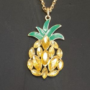 Gold tone and canary yellow pineapple necklace